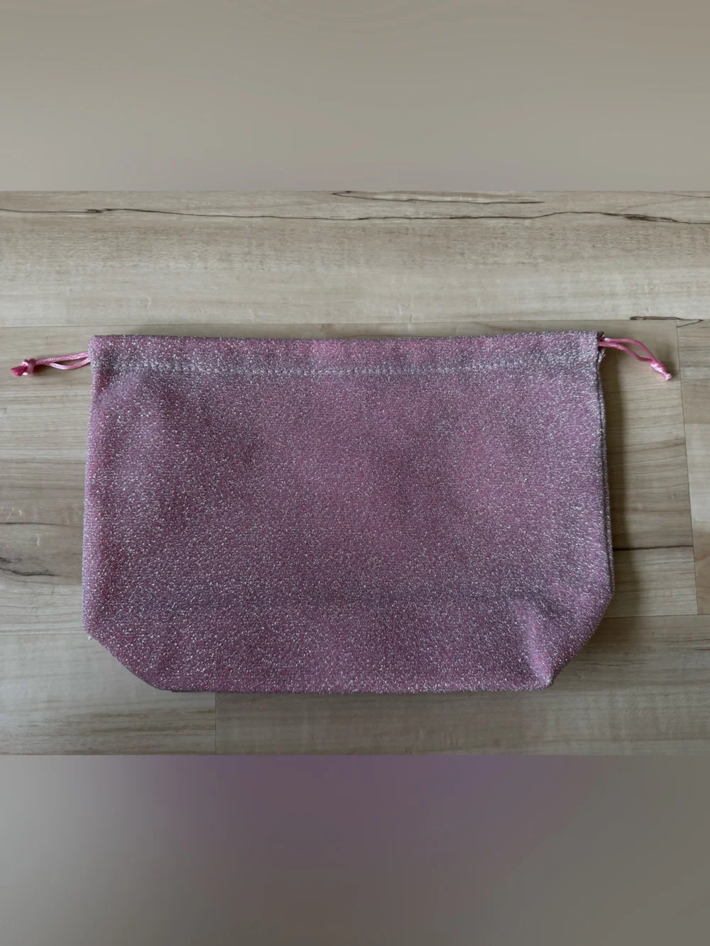 Ulta Beauty Pink Sparkle Drawstring Cosmetic Bag